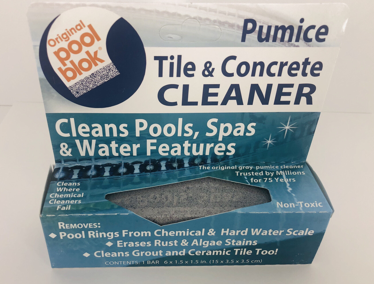 Floating Pool Blok Pumice Stone for Pool Spa Tile Concrete Cleaning 6×1.5×1.5 in