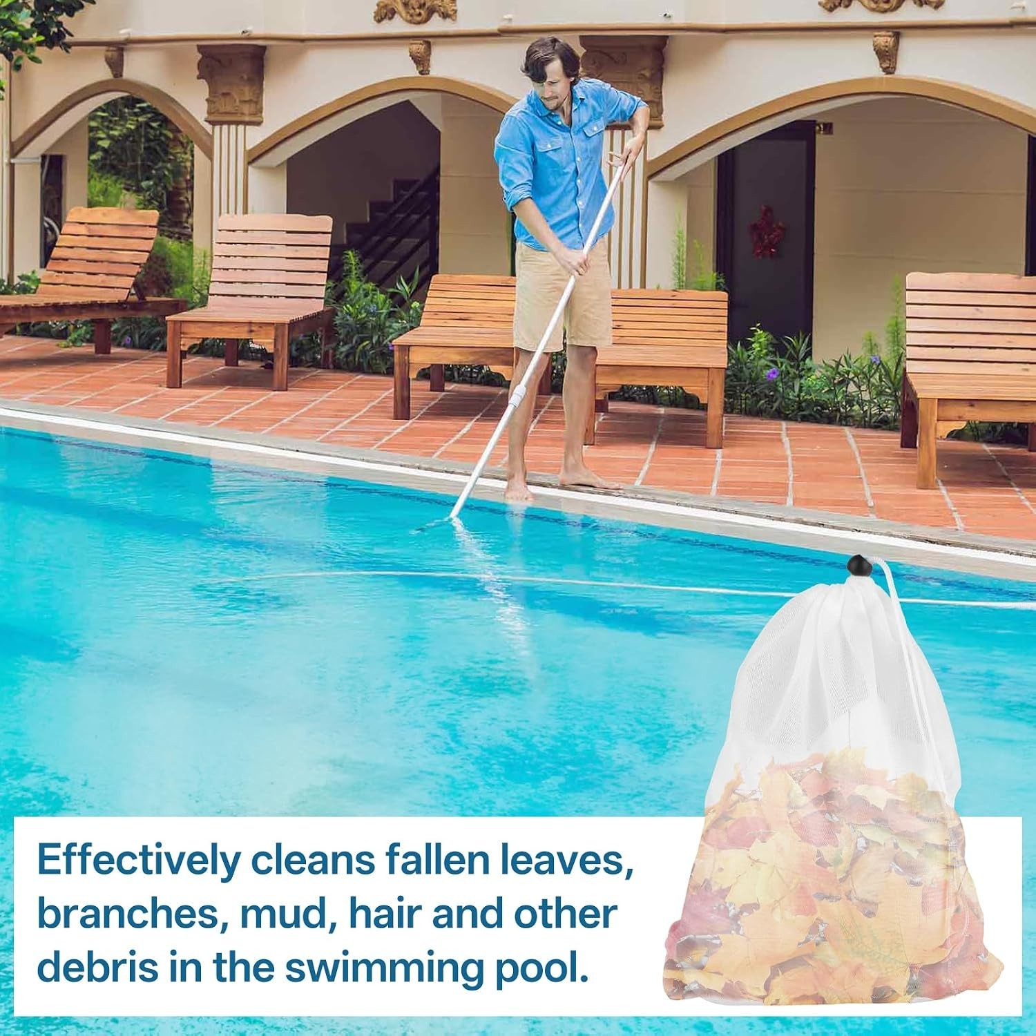 Effortless Cleaning with 4PCS Fine Mesh Pool Vacuum Bags – Drawstring Included