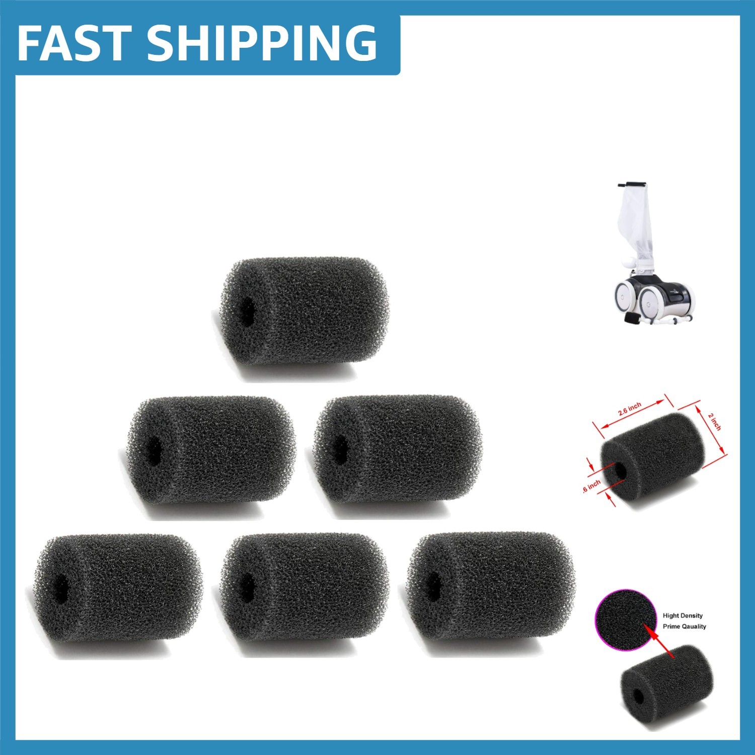 High-Density Pool Cleaner Sweep Hose Scrubber 6-Pack for Pentair & Kreepy Krauly