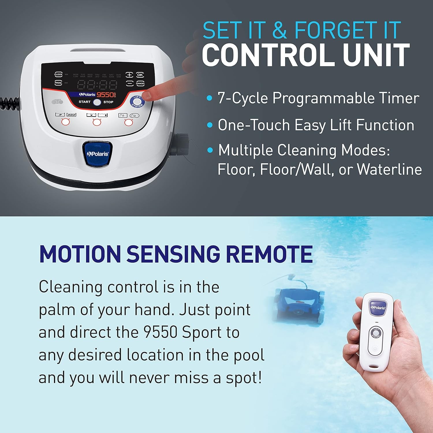 Polaris 9550 Sport Robotic Pool Cleaner, Automatic Vacuum for InGround BLUE