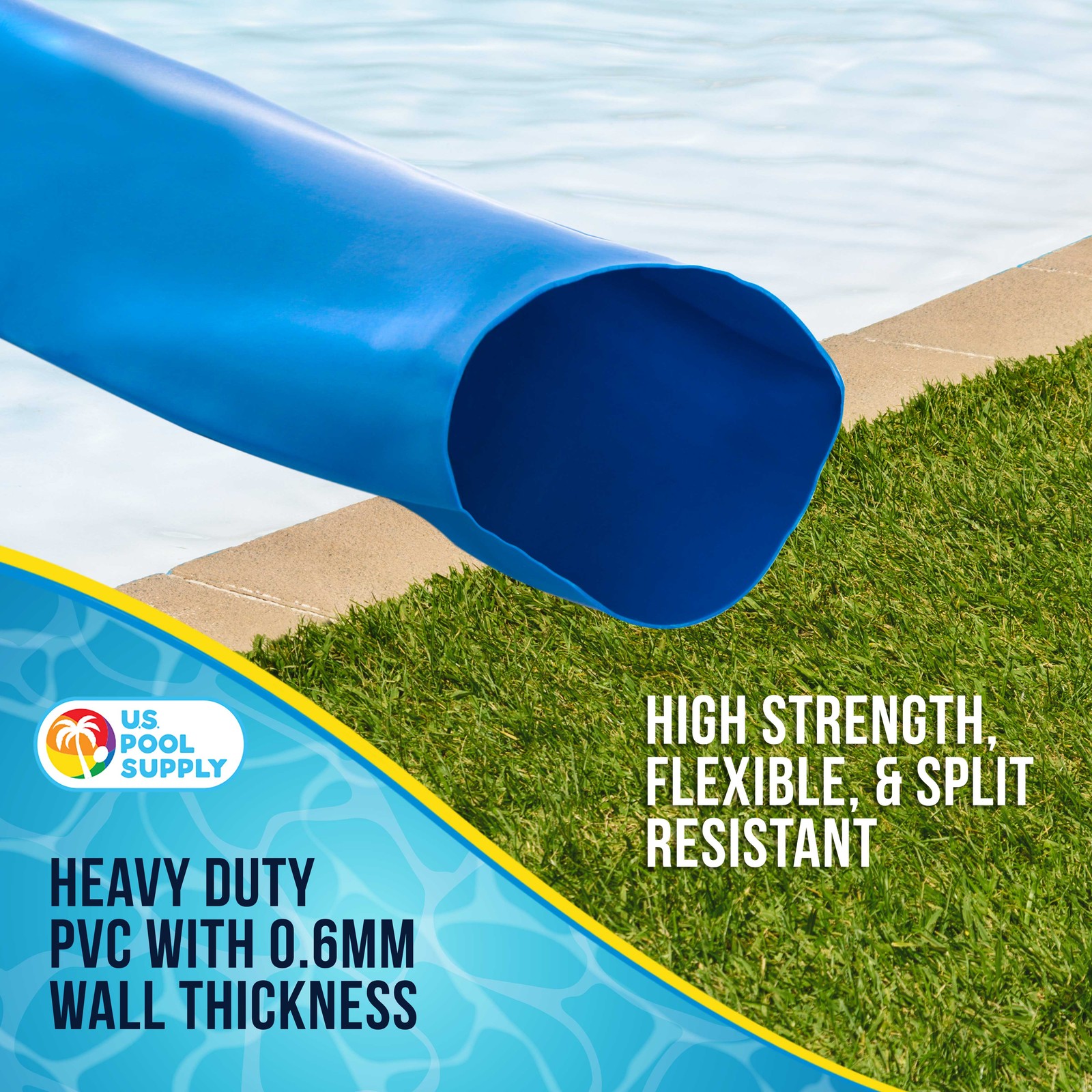 1-1/2&Prime; x 100&prime; Heavy Duty Blue Swimming Pool Backwash Hose & Clamp, Discharge