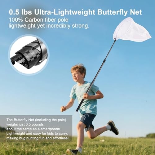 Butterfly Net with Carbon Fiber Telescopic Pole, 28&Prime;~71&Prime; Adjustable |