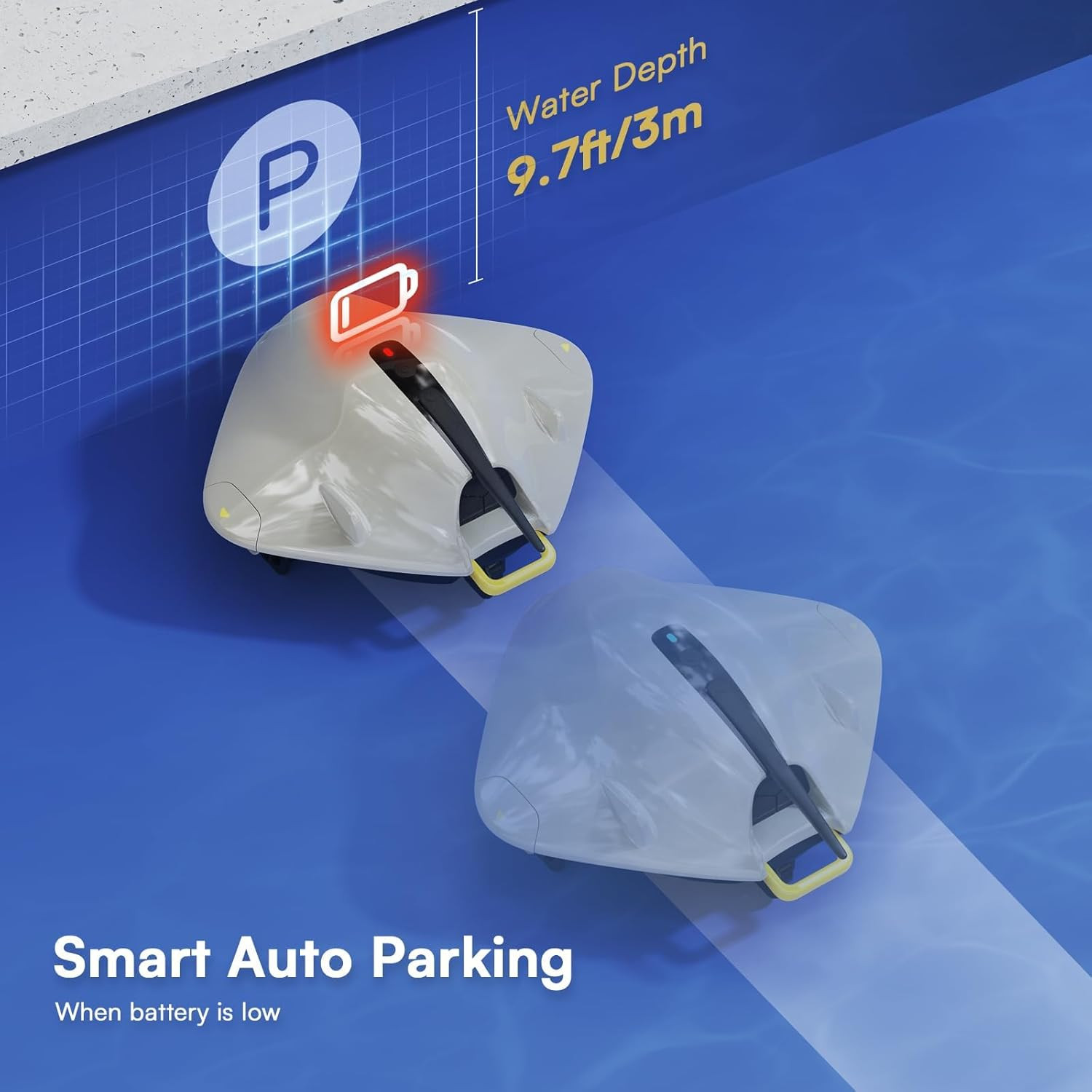 Cordless Robotic Pool Cleaner – above Ground Pool Vacuum Robot – 40W Strong Suct