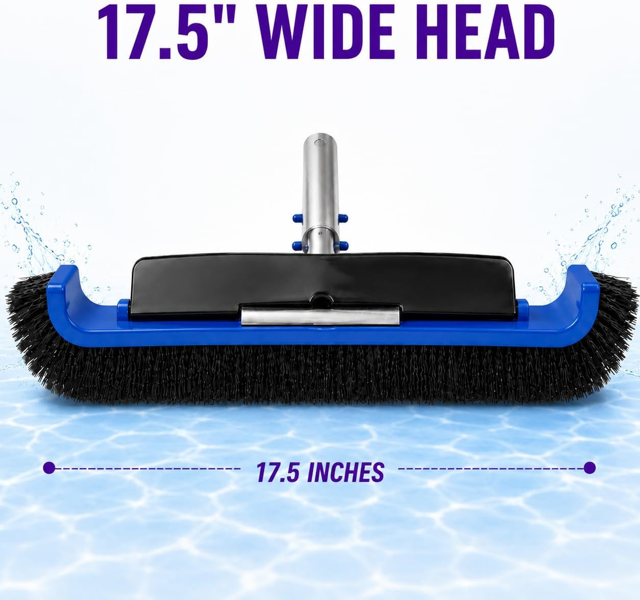 17.5&Prime; Pool Brush Head, Curved Swimming Pool Cleaning Brush with Reinforced
