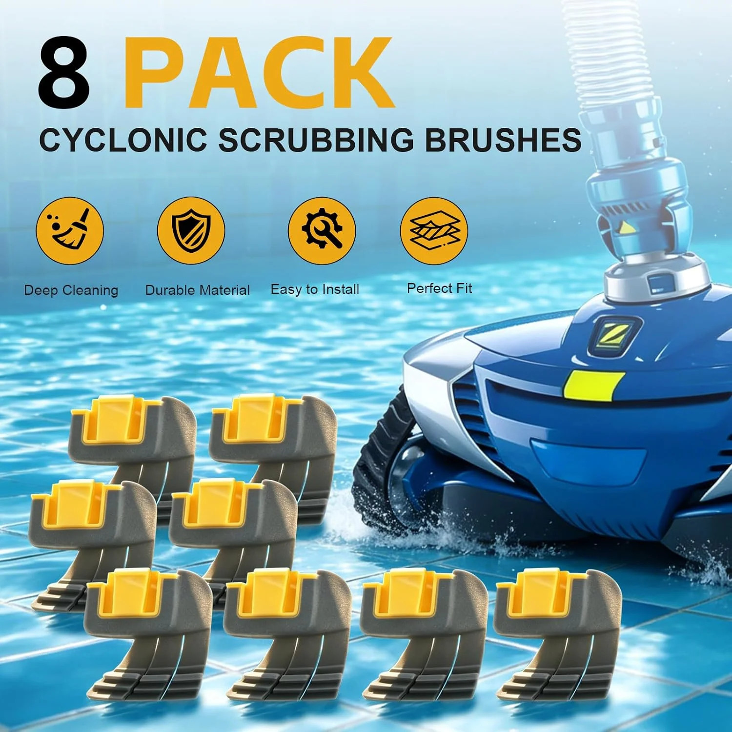 8-Pack Parts Brush Compatible with Zodiac Pool Cleaner Parts, High-Performance M