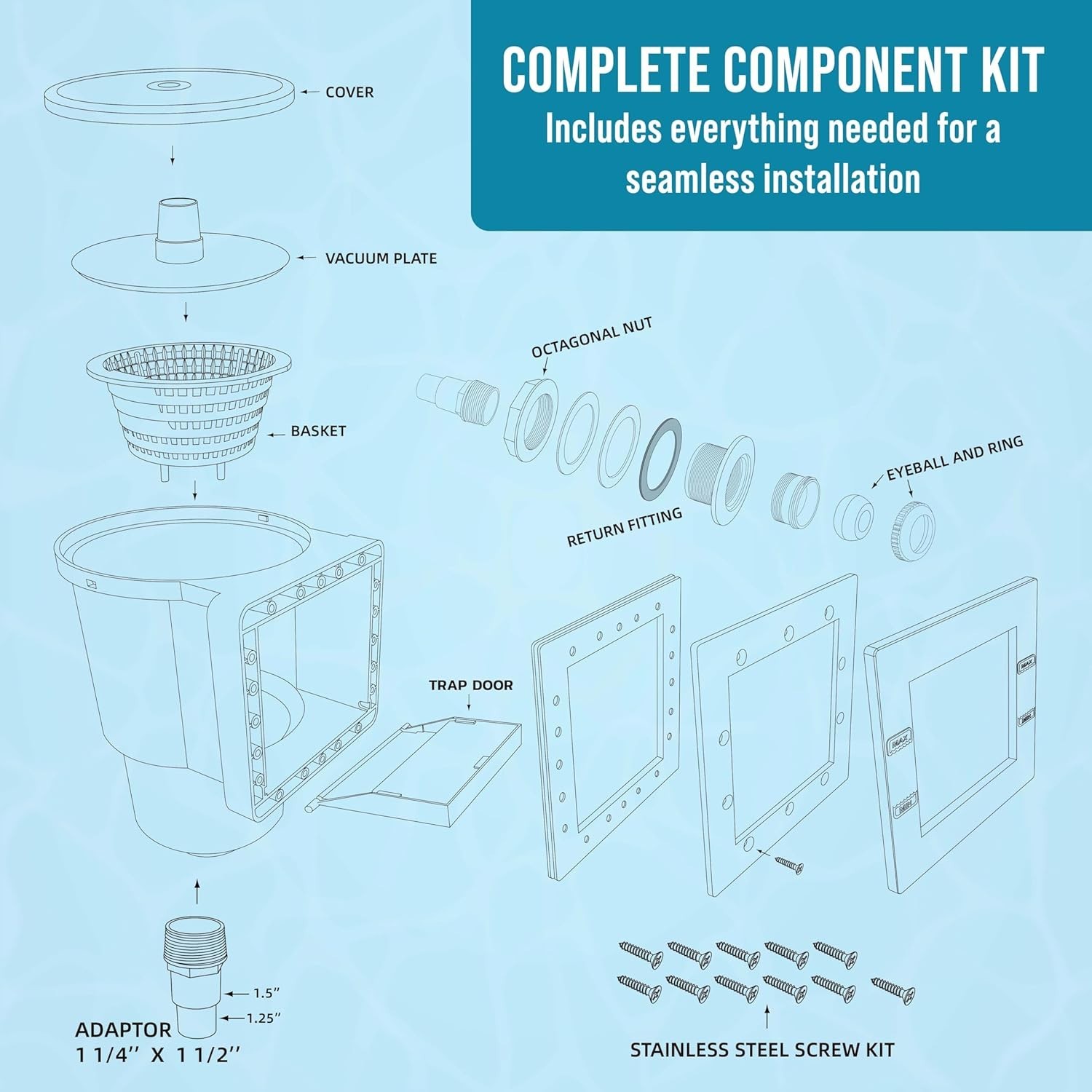 Complete ABS Pool Skimmer Replacement Kit for Above Ground Pools – Easy Install