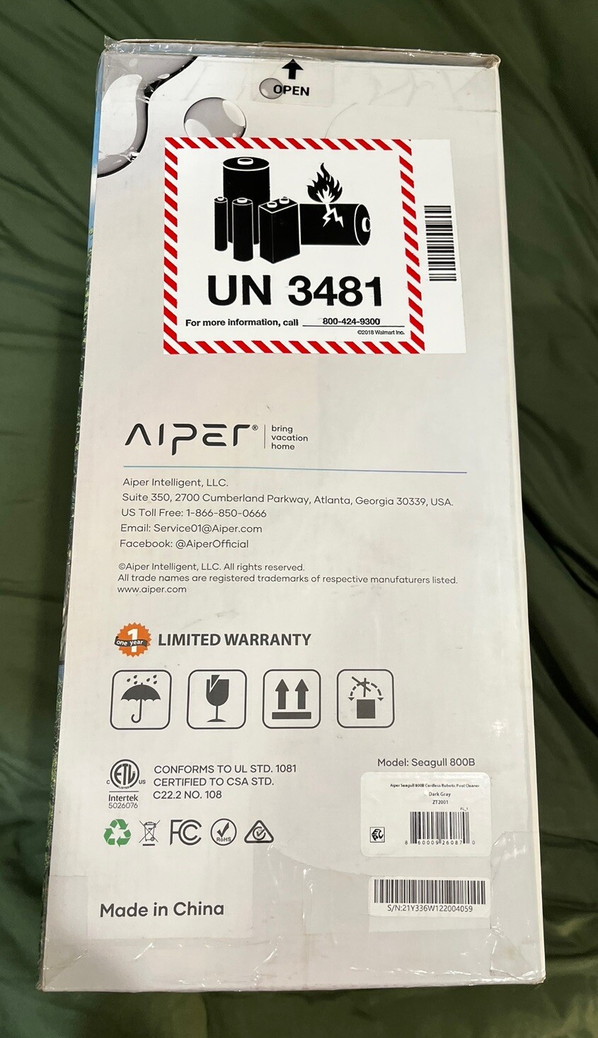 AIPER Seagull 800B Cordless Robotic Pool Cleaner ZT2001 Dark Gray NO CORD