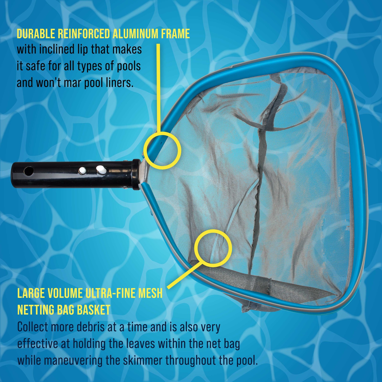 U.S. Pool Supply 11&Prime; Swimming Pool, Spa Leaf Skimmer Rake Net, 11&Prime; Deep Mesh