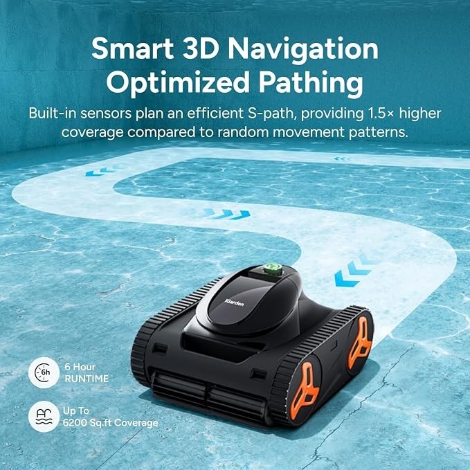 iGarden Cordless Robotic Pool Cleaner Pool Vacuum 6H Runtime for Inground Pools