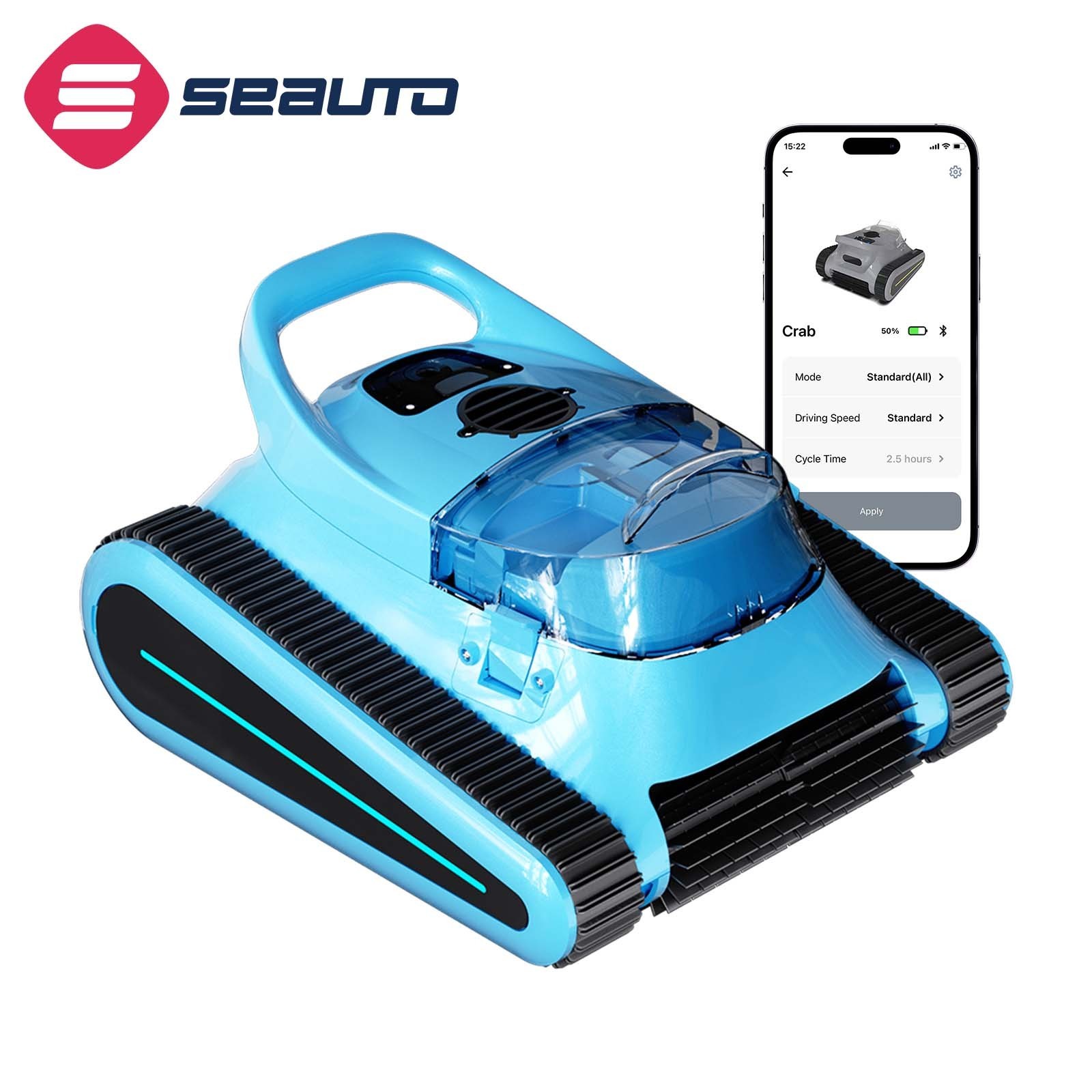 Seauto Cordless Pool Robot Cleaner Wall Climbing /App Support /180min Runtime