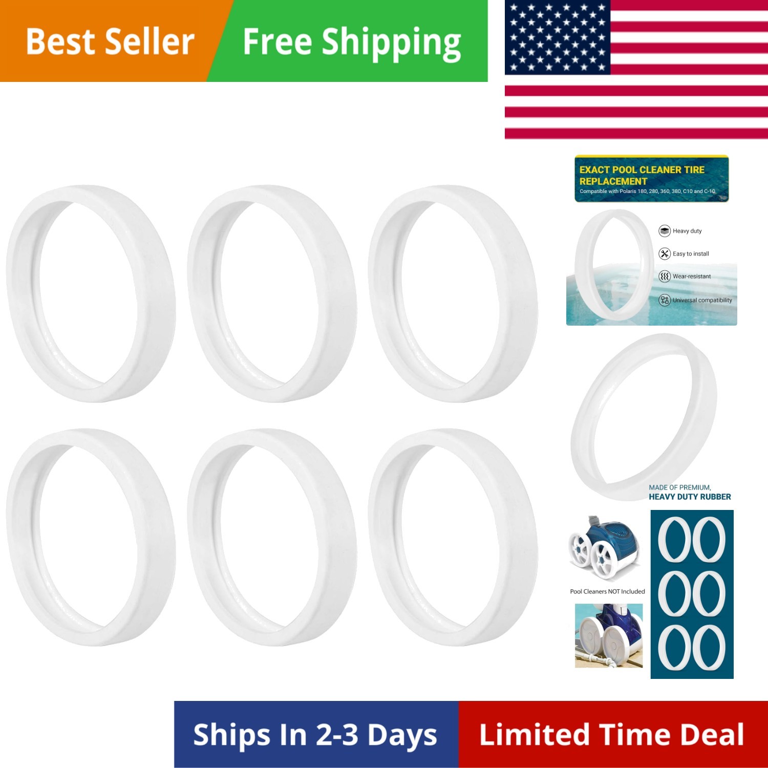 6-Pack The Exact Pool Cleaner Tire Replacement – Compatible with Polaris 180,…