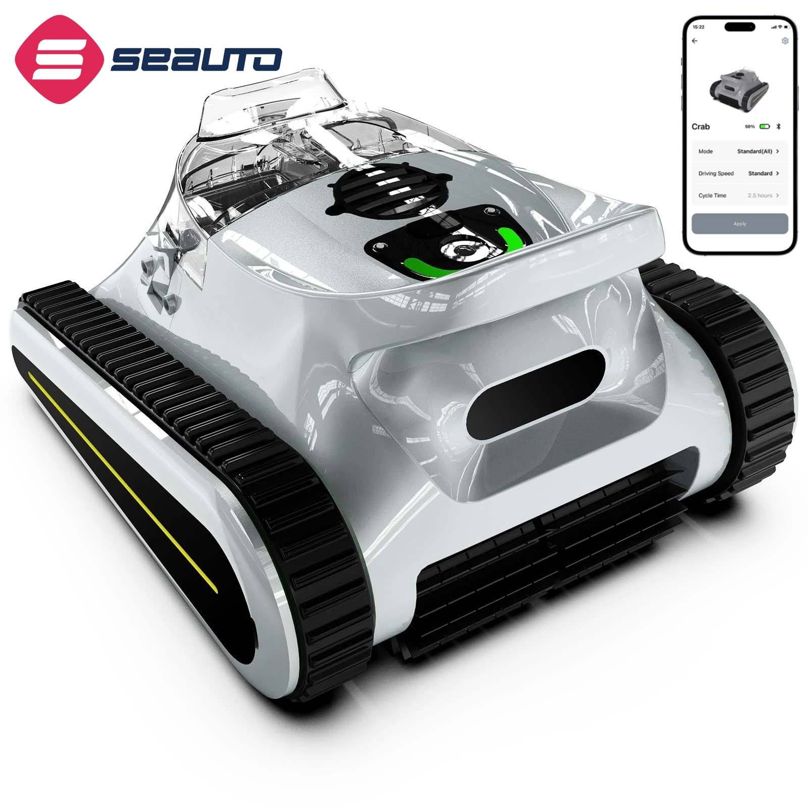 SEAUTO SAT30 Cordless Robotic Pool Cleaner Wall – Waterline Cleaning App Support