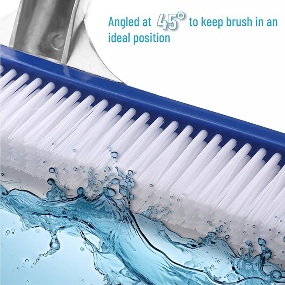 Swimming Pool Curved Wall Brush 18 Inch Aluminium Backed Pools Floor Cleaning