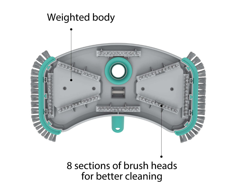 Mainstays Pool Vacuum Head Weighted w/ Brushes Fits 1.25” & 1.5” Hose Blue