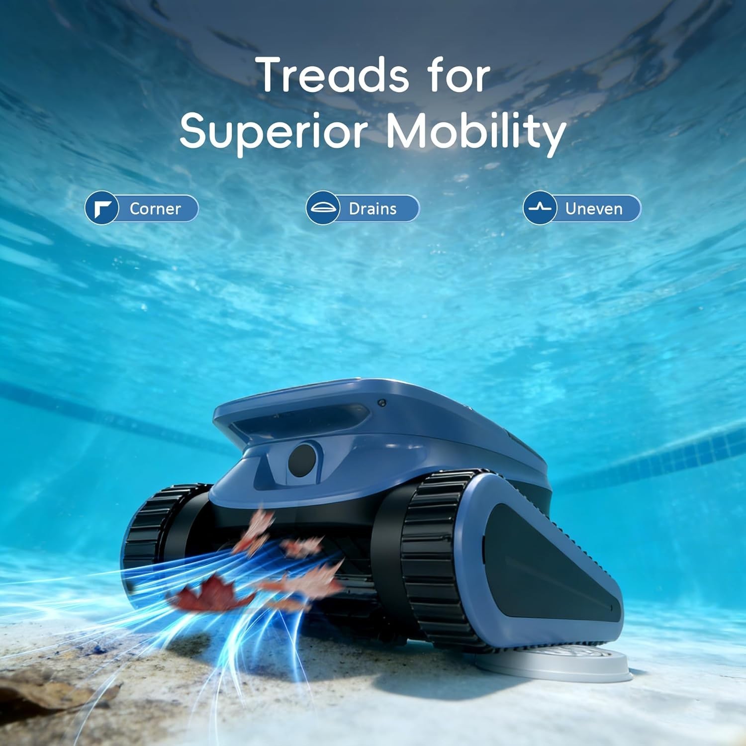 Seauto SAT40 Robotic Pool Cleaner, 240 Mins Runtime 4 Modes Cleaning App Control