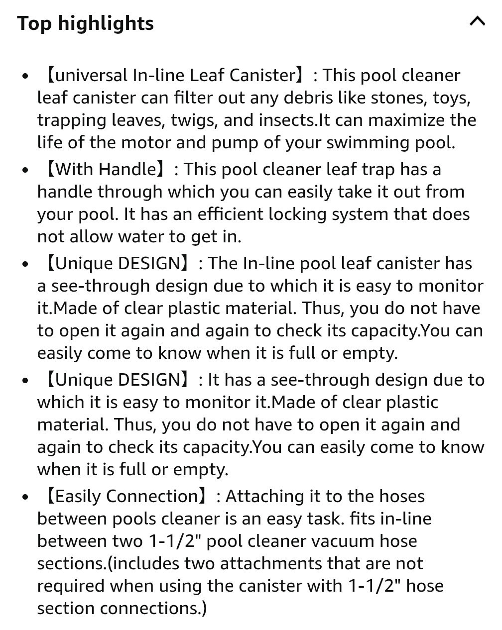 Pool Leaf Canister Catcher For Pool Vacuum With Mesh Basket Inline Leaf Catcher