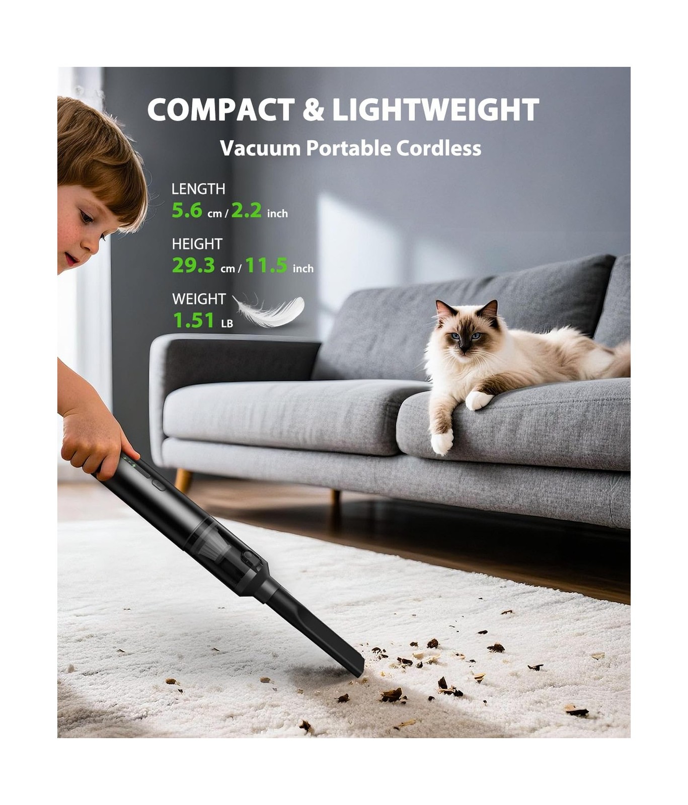Car Vacuum Portable Cordless Handheld Vacuum Cleaner 4-in-1 Mini Cordless Vac…