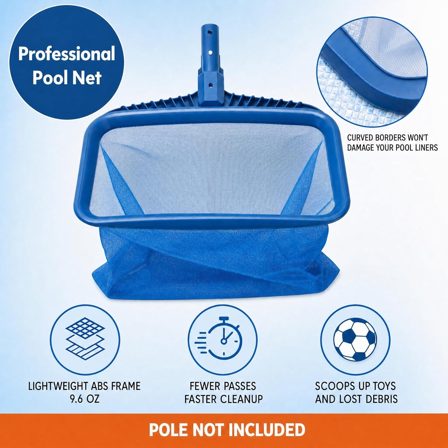 Deep Bag Pool Skimmer Net – Ideal for Inground Pools