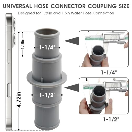 Pool Hose Adapter Connector Coupling 1-1/4&Prime; or 1-1/2&Prime; Plastic Pool Grey-2
