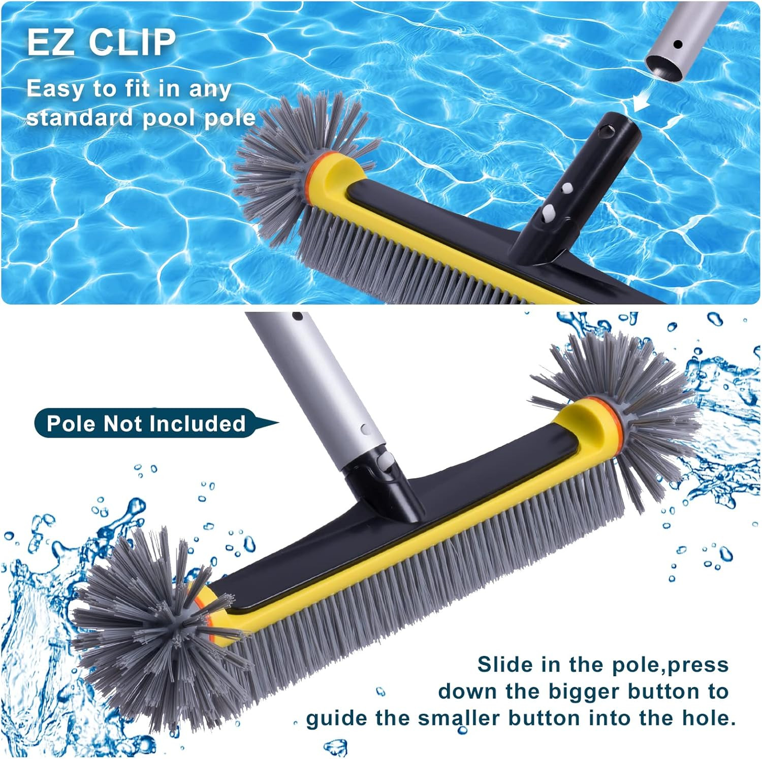Pool Brush Head with round Ends, Heavy Duty Pool Brushes for Cleaning