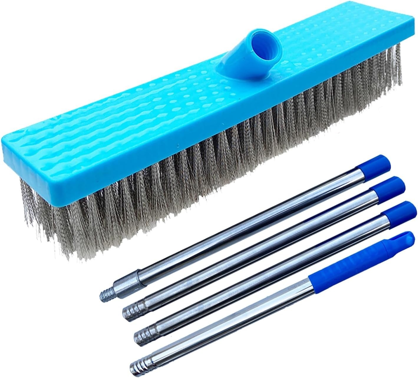 Heavy Duty 65&Prime; Stainless Steel Pool Brush for Concrete and Patio Cleaning