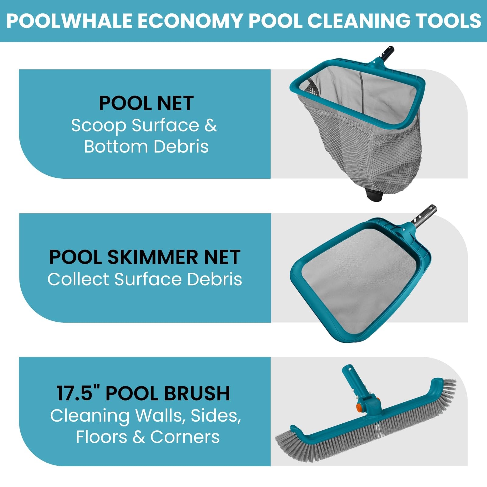 Economy Swimming Pool Cleaning Kit – Fine Mesh Deep Pool Rake & Leaf Skimmer …