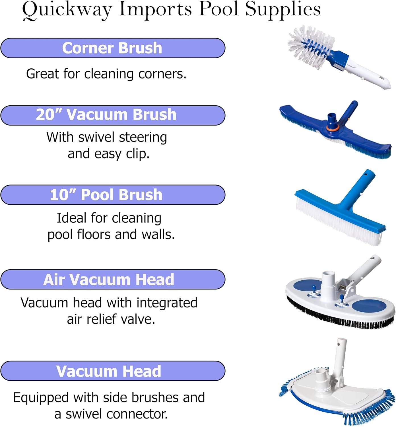 10-inch Poly Bristle Brush Head with Durable Nylon Bristles Designed to Clean