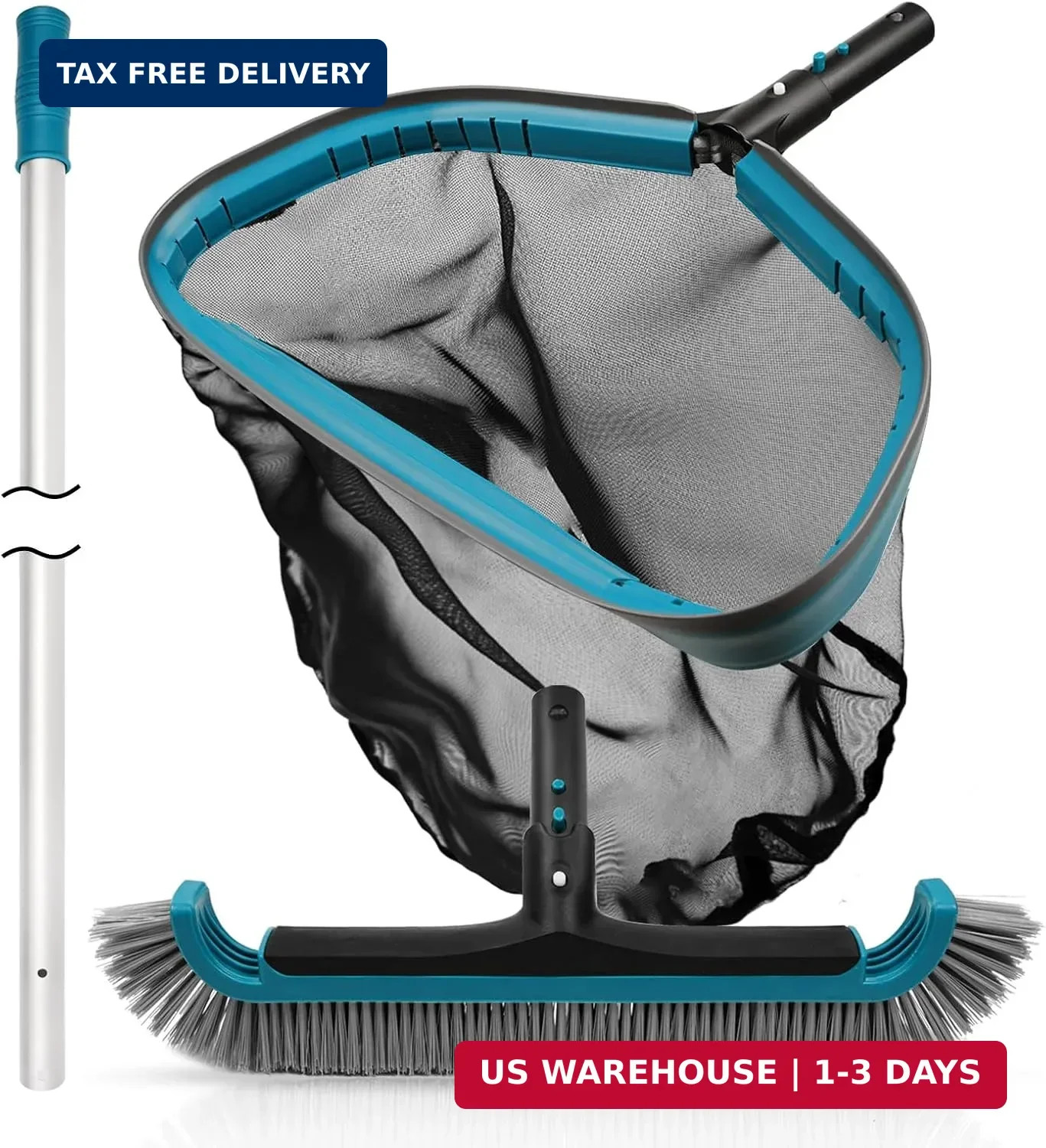 Swimming Pool Cleaning Kit – Aluminum Frame Skimmer Net with 10Ft Adjustable Pol