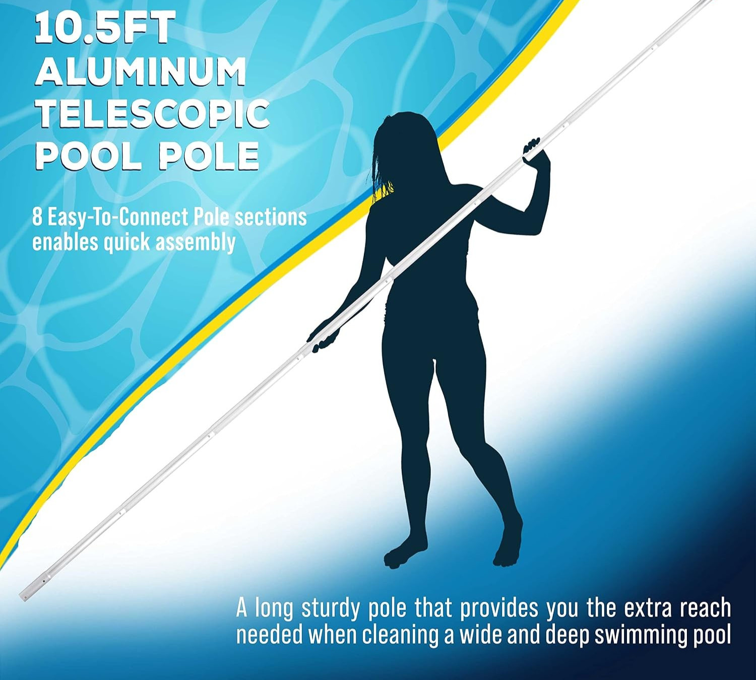 10.5 Ft Telescopic Pool Pole Aluminum Adjustable Skimmer Net Vacuum Handle