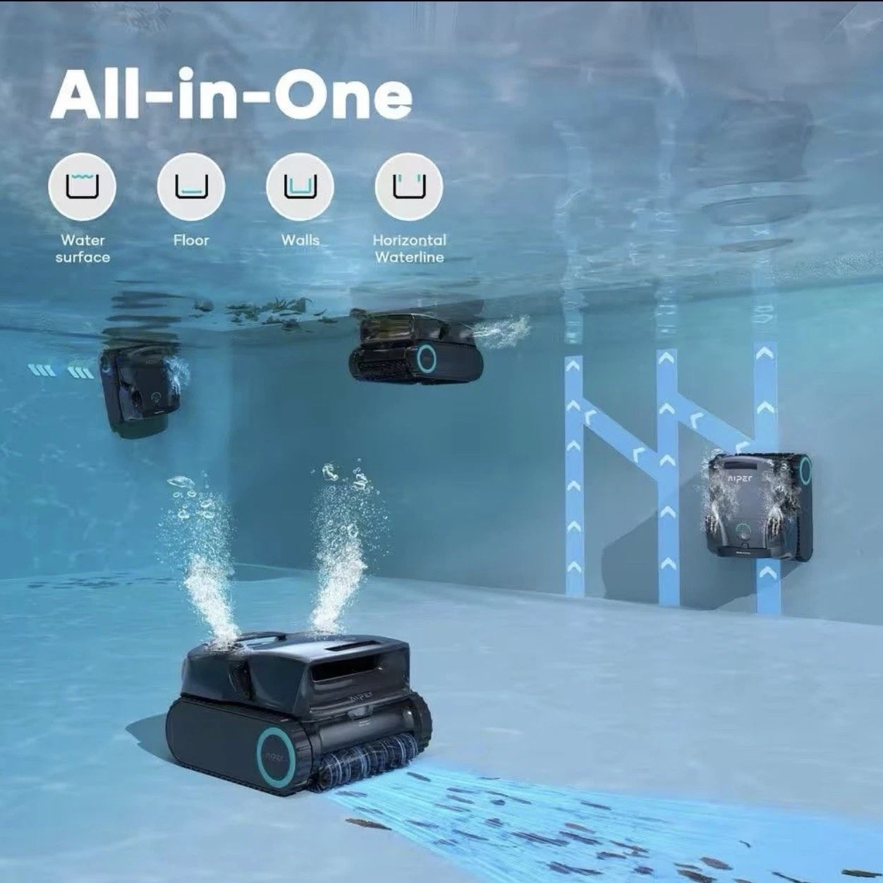 Aiper Scuba X1 Pro Max Cordless Robotic Pool Cleaner, App Control, Floor/Walls