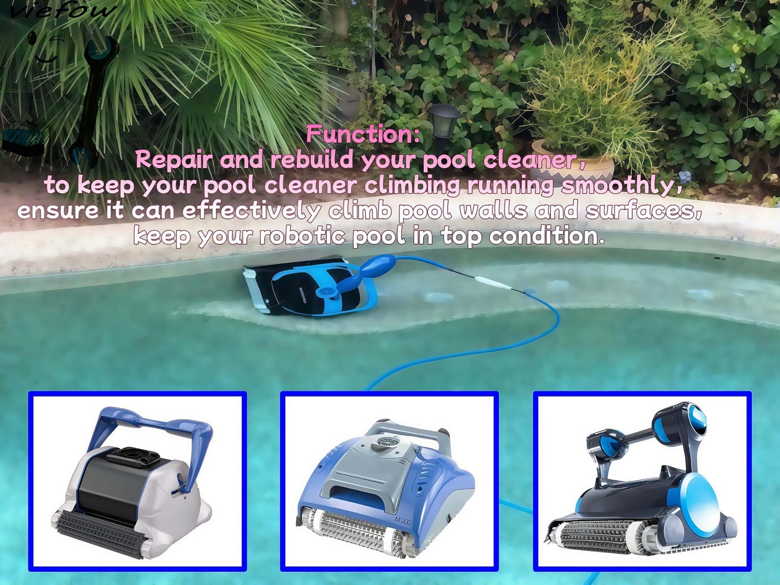 Front & Rear Brush Set for Robot Swimming Pool Cleaners – Replacement Parts for