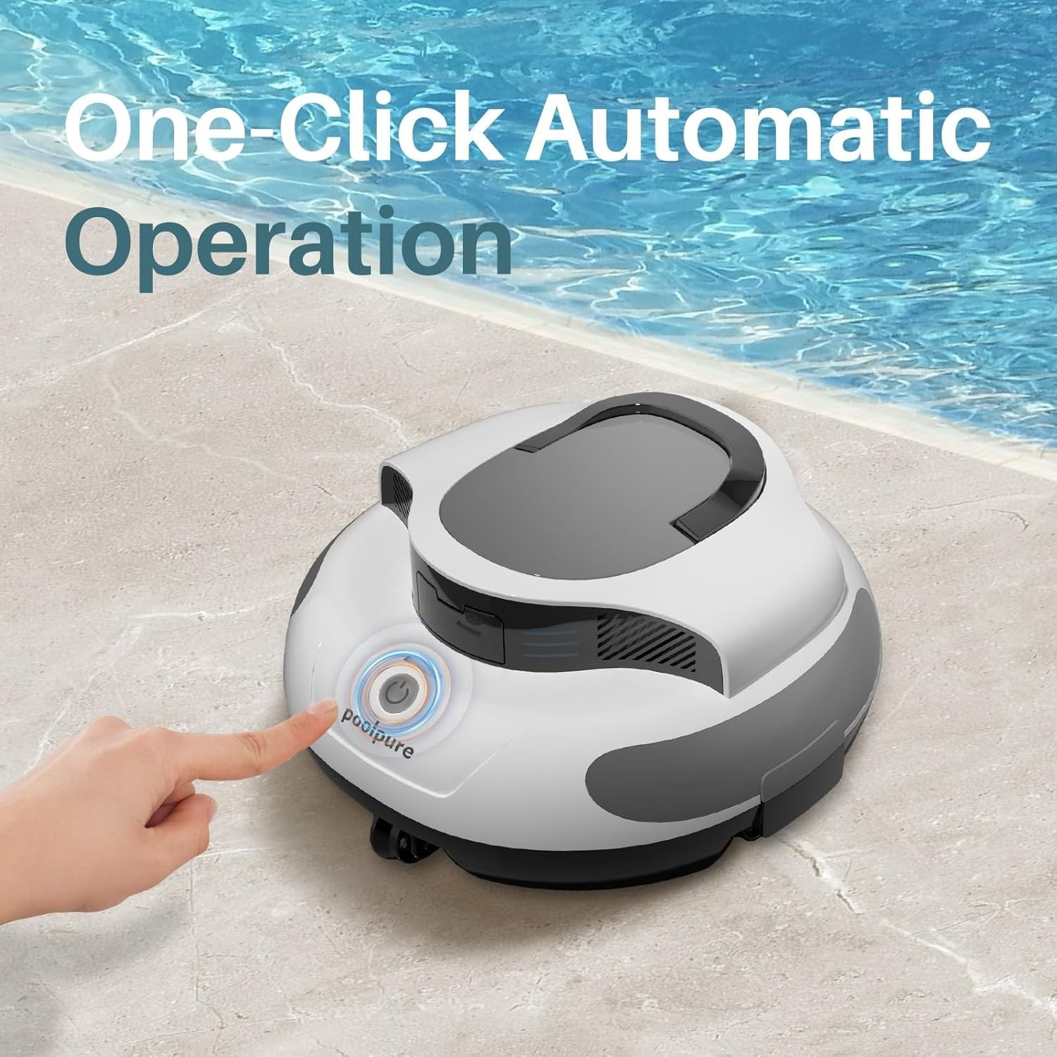 Cordless Robotic Pool Cleaner – Dual 30W Motors 100Min Runtime, for Flat Bottom