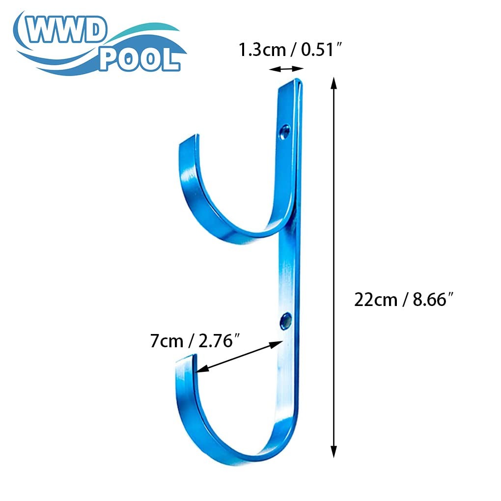 Swimming Pool Aluminum Pole Hanger Set, Blue, 2-Pack (4 Hooks), for Telescopi…