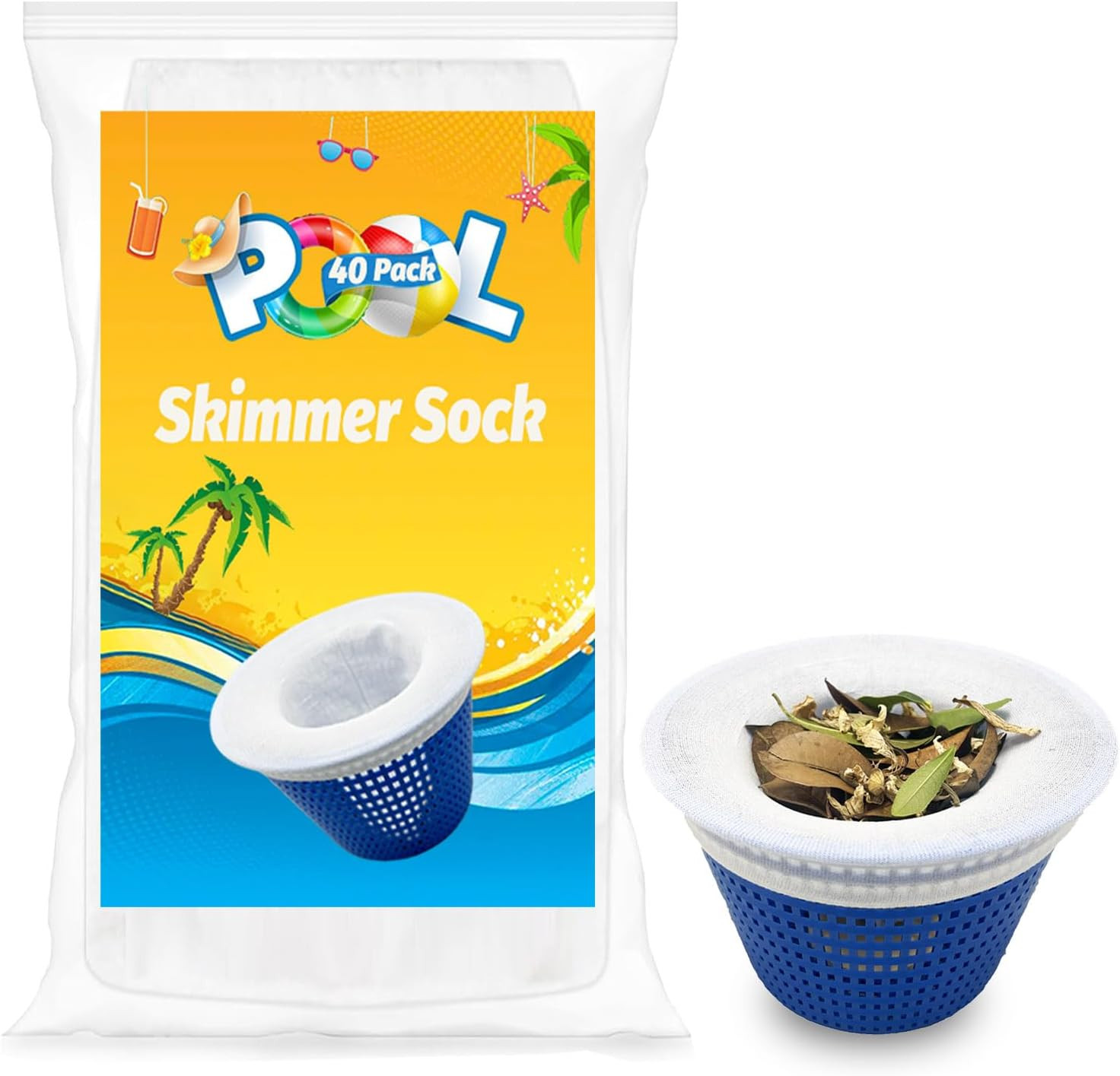 Pool Skimmer Socks, 40 Pack Pool Skimmer Fliter Socks Swimming Pool Skimmer