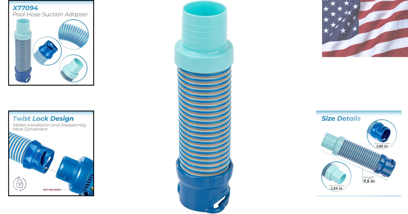 9Premium Twist Lock Hose Adapter for Zodiac MX6 MX8 & Baracuda – 7.5 Inch