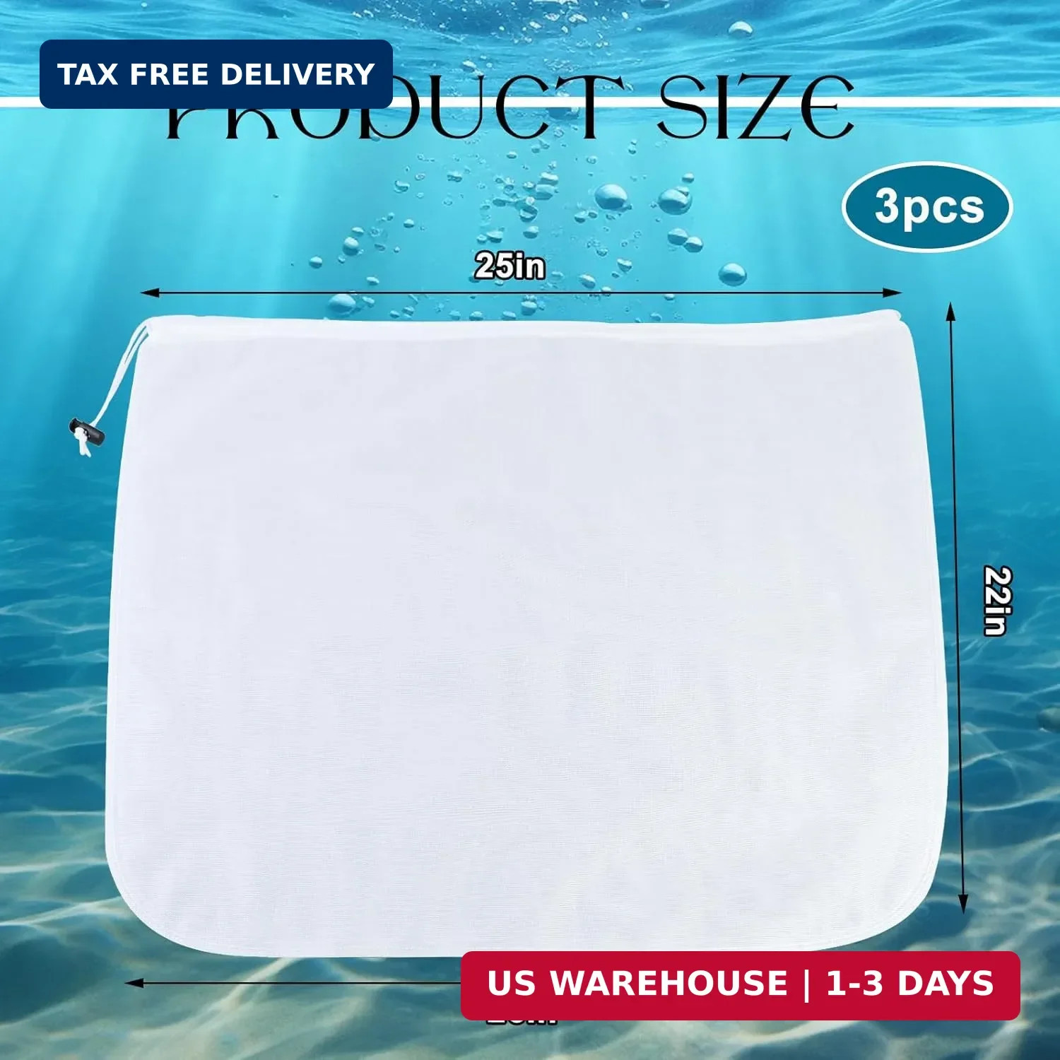 3Pcs Ultra Fine Mesh Net Bag for Pool Skimmer Net Replacement，26x22Inch Adjustab