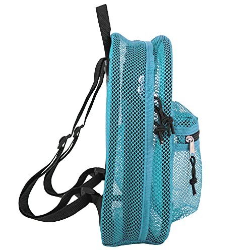 Mini 11 Inch Transparent Mesh Backpack for Women, Girls for School, Beach Aqua