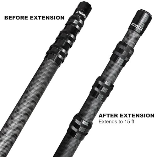 15 FT Carbon Fiber Telescoping Pool Cleaning Pole – Ultra-Lightweight Skimmer To