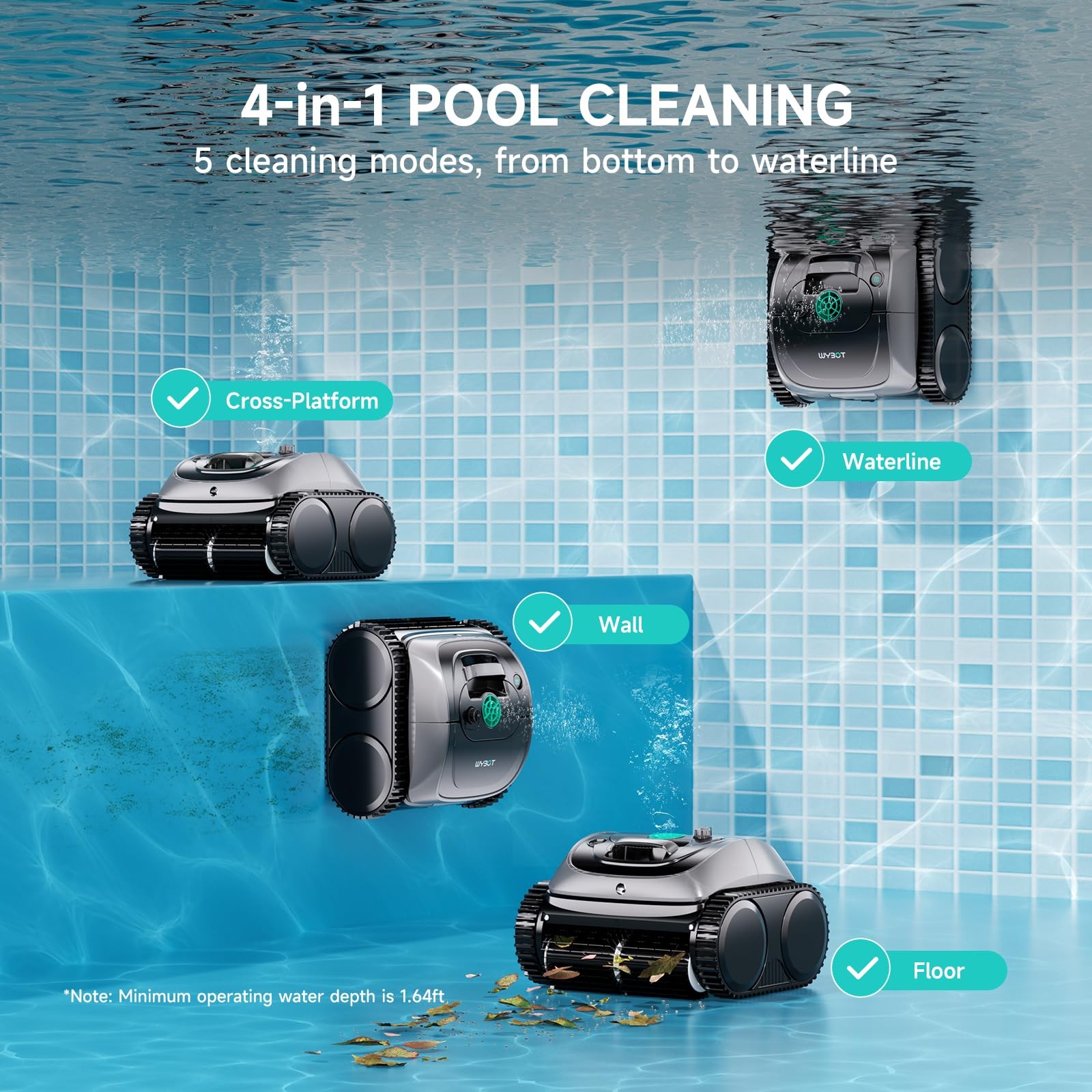 (2026 NEW) WYBOT C1 Robotic Pool Vacuum for Inground Pools, Starry Green