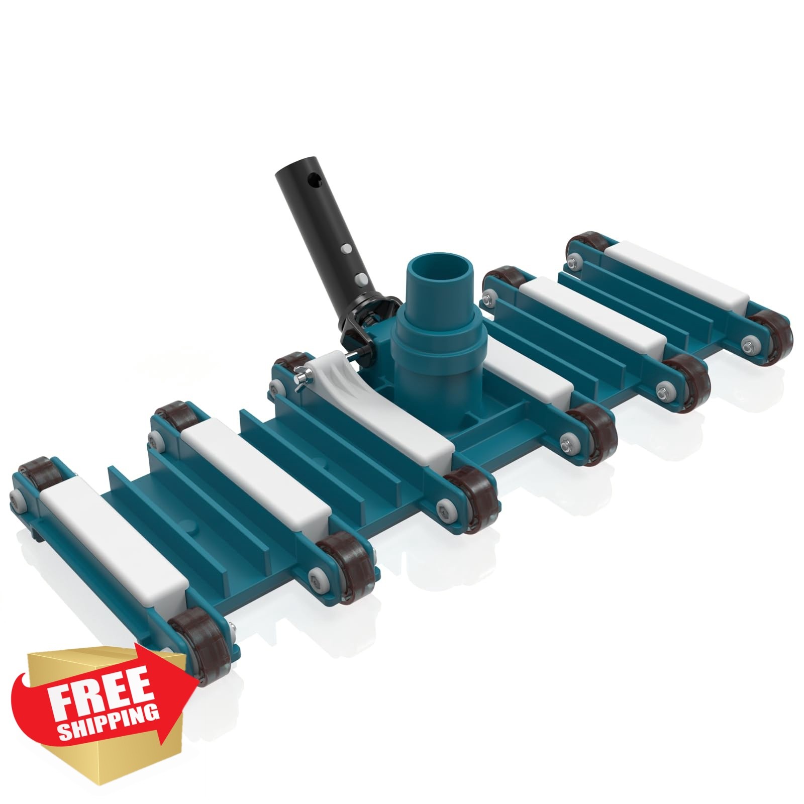 POOLWHALE 19&Prime; Heavy Duty Flexible Pool Vacuum Head with Wheels, Extra-Wide, S…