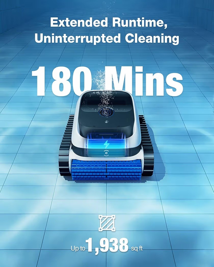 ECOVACS Ultramarine P1 Cordless Robotic Pool Cleaner 4800 GPH App, 180 Min
