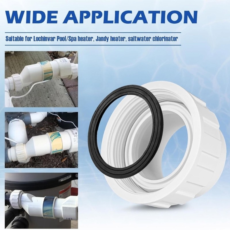 Pool Pipe Union Replacement Set with Sealing Washer for Home Pools Connection