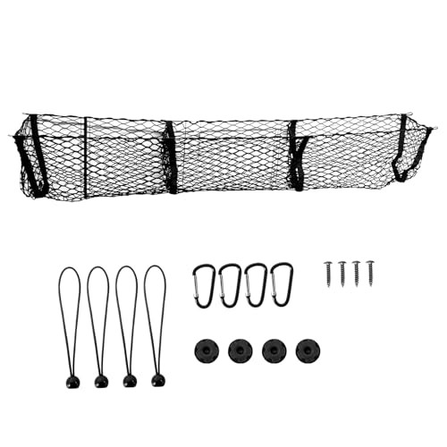 59 Inch Cargo Net Trunk Organizer with 3 Pockets, Heavy Duty Mesh Storage Net