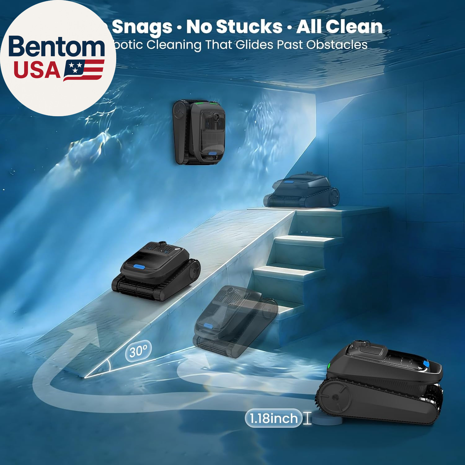 PC200 Robotic Pool Cleaner, Cordless Pool Vacuum Robot for Inground & above Grou