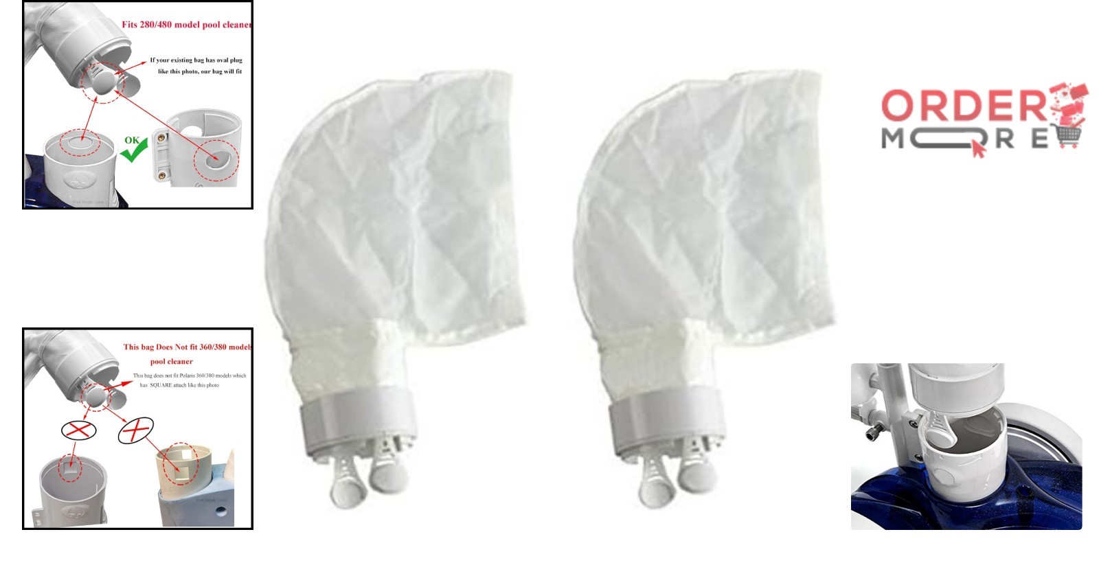 Pool Cleaner Sand and Silt Bag 2-Pack Replacement for Polaris 280/480