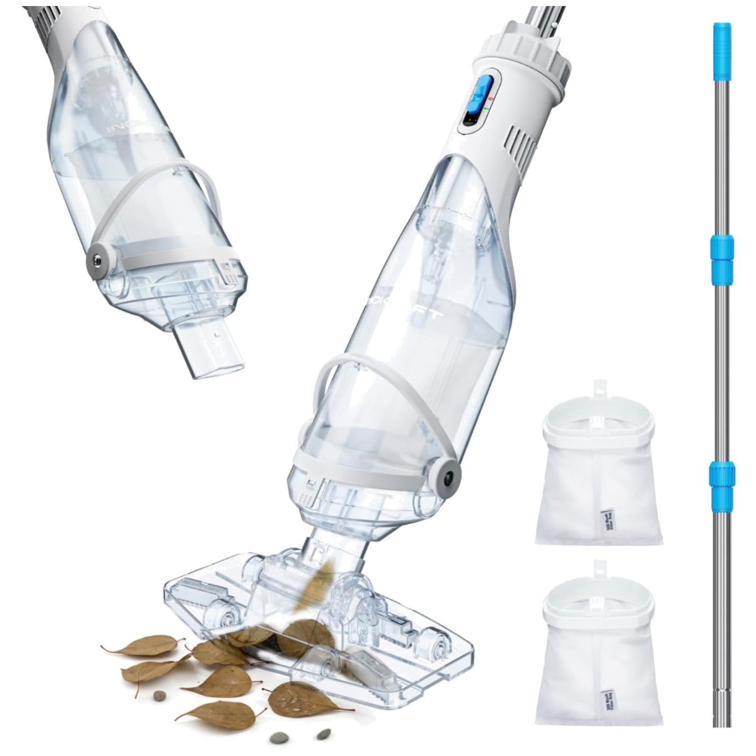 Powerful Cordless Pool Vacuum, 59” Pole Included