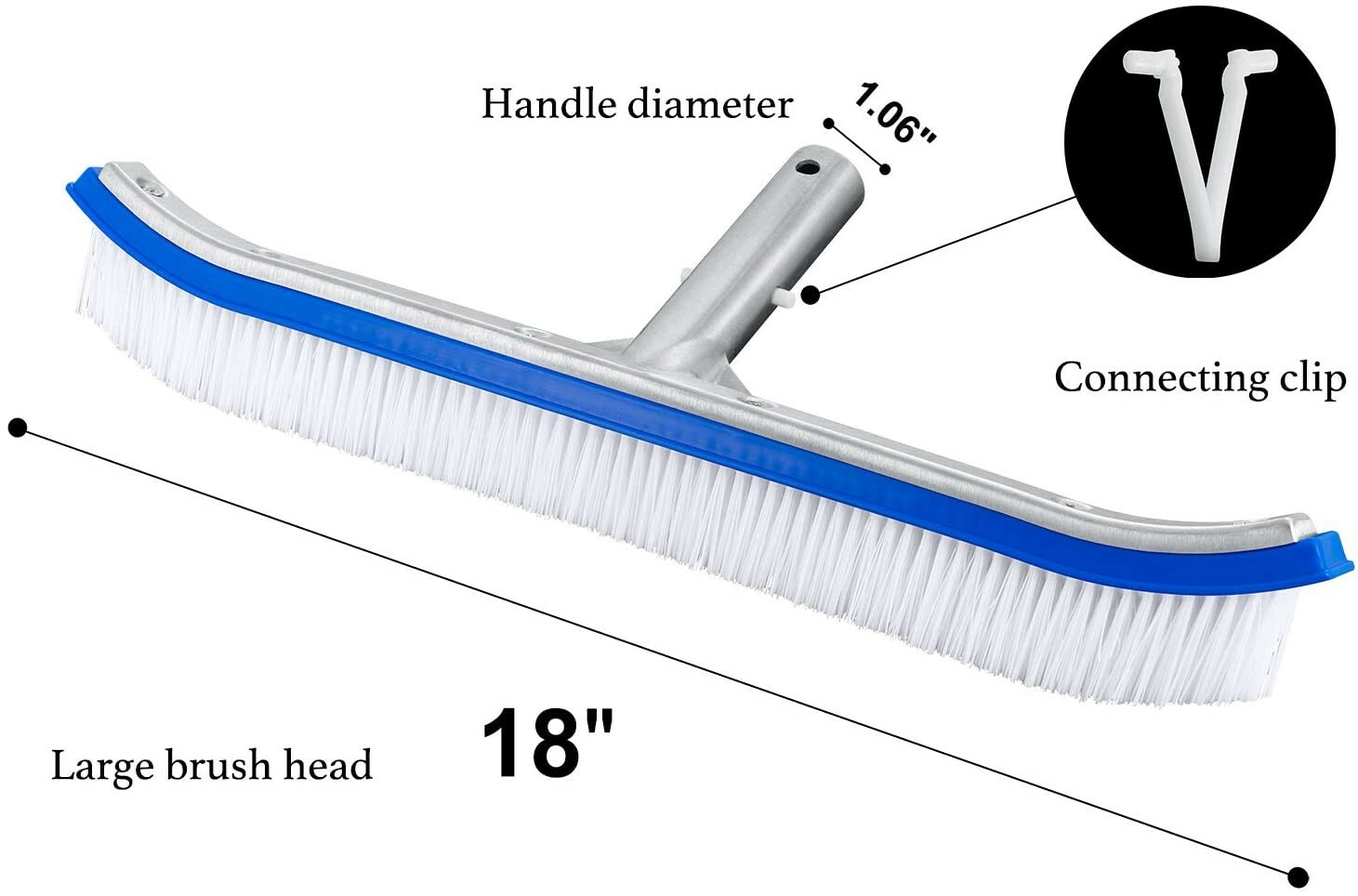 18&Prime; Strong Aluminium Swimming Pool Cleaning Brush Wall Tiles & Floors #8220