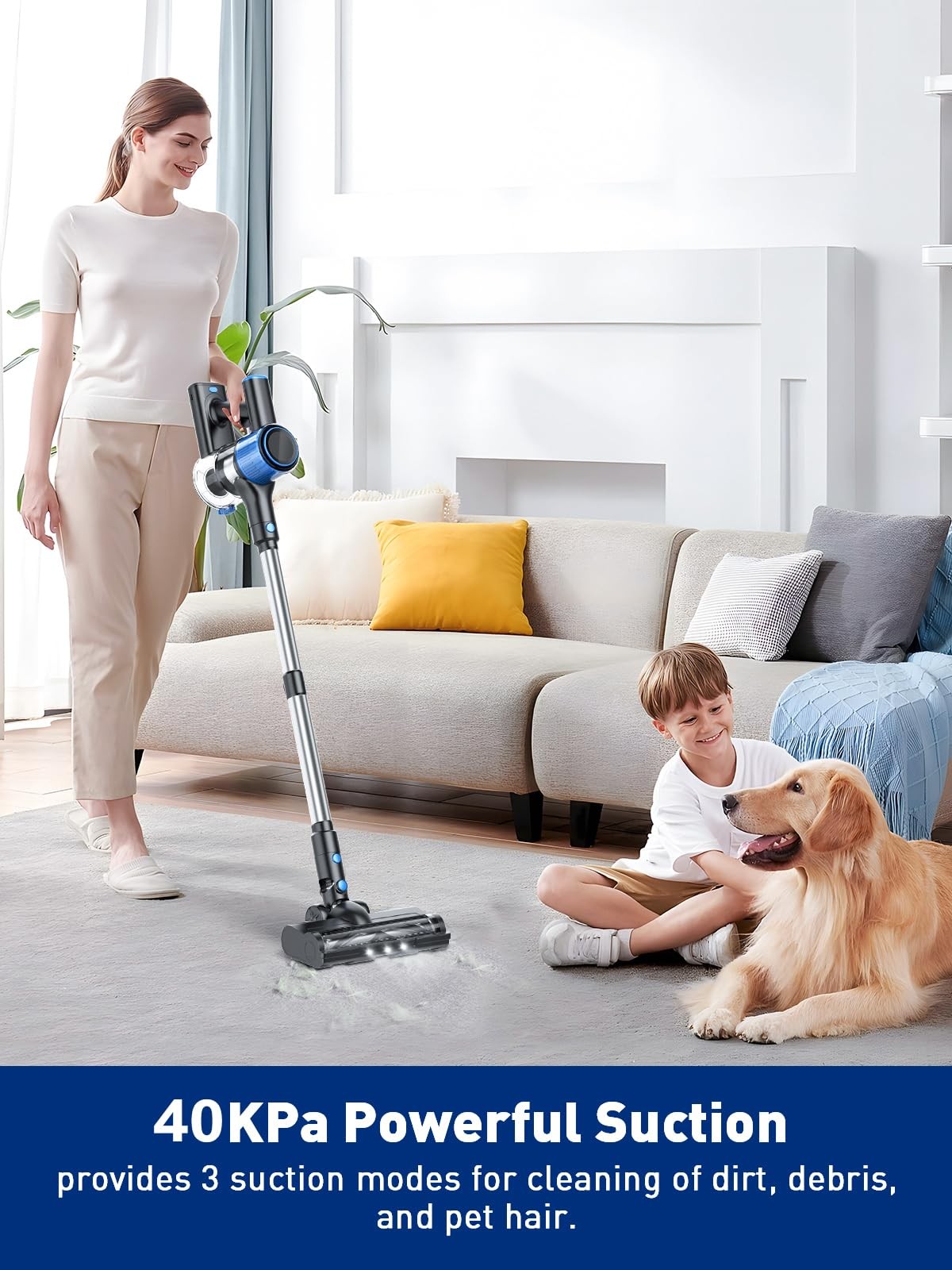 Cordless Vacuum Cleaner 8 in 1 Powerful Suction Lightweight Vacuum Cleaner fo…