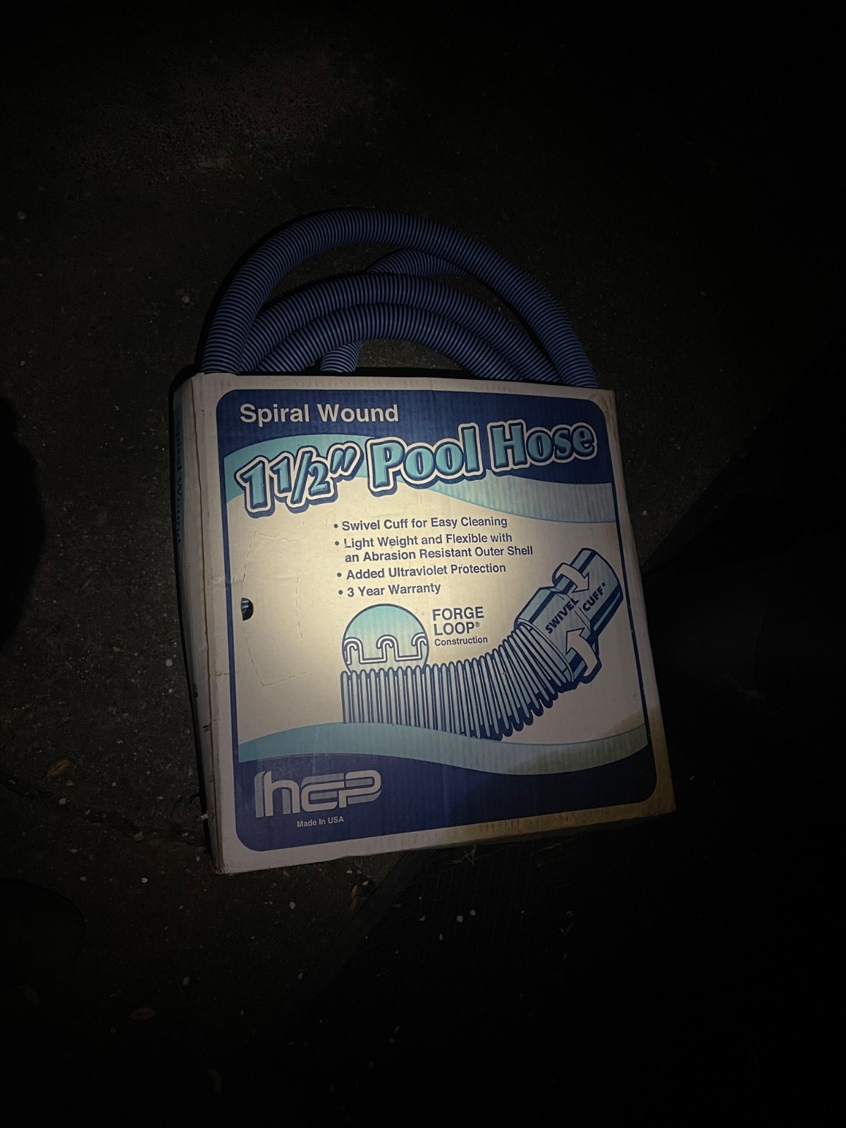SPIRAL WOUND 1 1/2&Prime; POOL HOSE FORGE LOOP SWIVEL CUFF 50FT