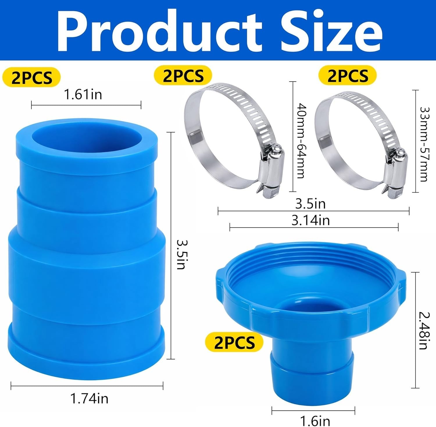 2-Pack Pool Hose Adapter & Connector, Versatile for Efficient Maintenance